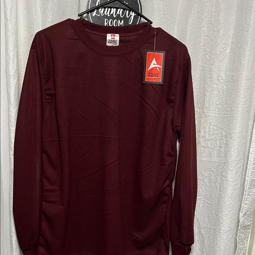 Men's Ribbed Maroon Long Sleeve Tee NWT